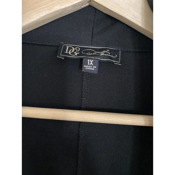DG2 Diane Gilman- black long sleeve jacket & faux leather trim- women's size 1X - Picture 3 of 6